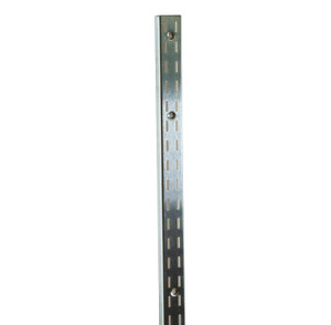 Chrome 96" Long Double Slotted Surface Mounted Wall Standard With 1/2 Slots On 1 Center Chrome 96" Long Double Slotted Surface Mounted Wall Standard With 1/2 Slots On 1 Center