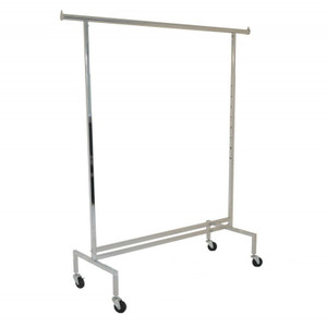 Adjustable Height Rolling Clothing Display Rack | Chrome Adjustable Height Rolling Clothing Display Rack | Chrome