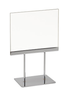 5.5"H x 7"W Counter Twin Stem Metal Sign Holder | Chrome Base 5.5"H x 7"W Counter Twin Stem Metal Sign Holder | Chrome Base