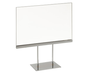 7"H x 11"W Counter Twin Stem Metal Sign Holder | Chrome Base 7"H x 11"W Counter Twin Stem Metal Sign Holder | Chrome Base
