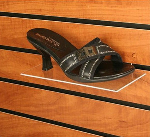 Slatwall Acrylic Shoe Shelf 4"D X 10"L Slatwall Acrylic Shoe Shelf 4"D X 10"L