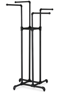 Pipe Four Way Clothing Display Rack | MATTE BLACK Pipe Four Way Clothing Display Rack | MATTE BLACK