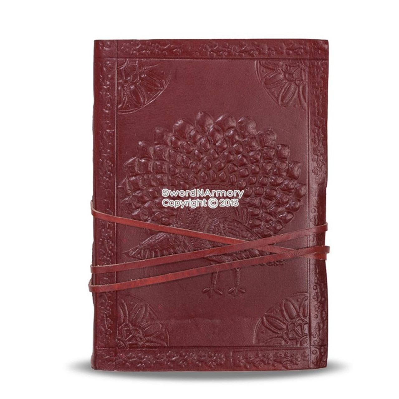handmade medieval renassiance book embossed peacock leather journal