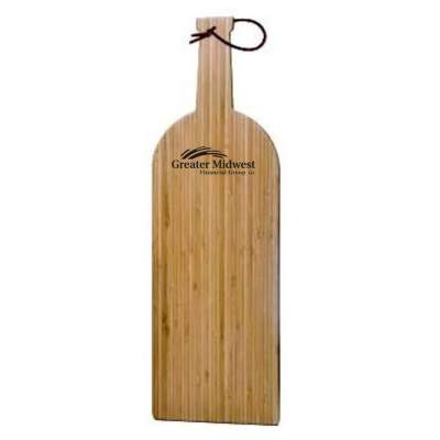 bamboo wine bottle cutting board with custom imprint