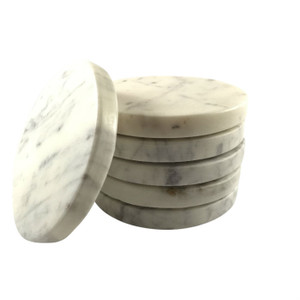 Marble Basics - Basic Round Coasters, Colour Blanc, Set of 6 Marble Basics - Basic Round Coasters, Colour Blanc, Set of 6