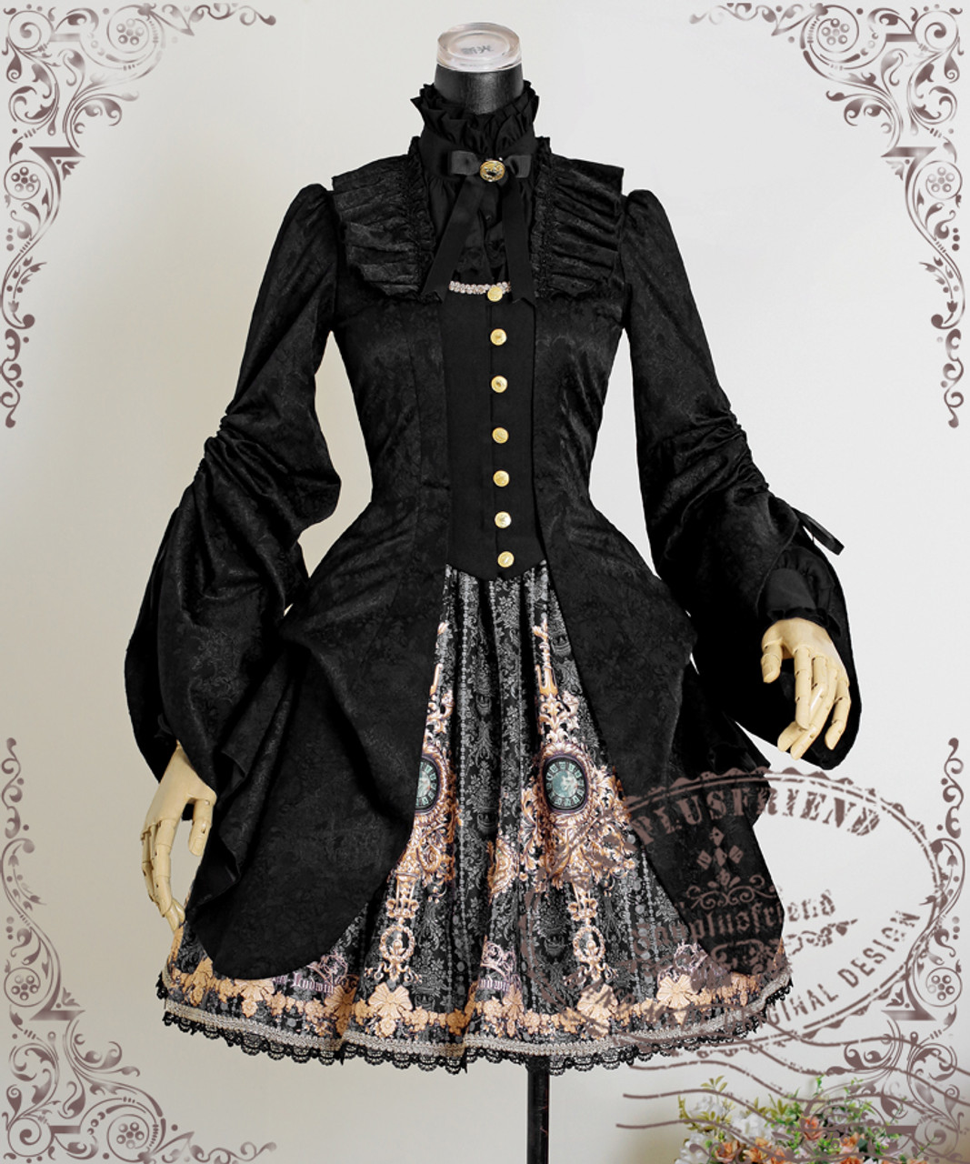 Vintage Dress Jacket Jacquard Midi Jacket False Vest Jacket*Black ...