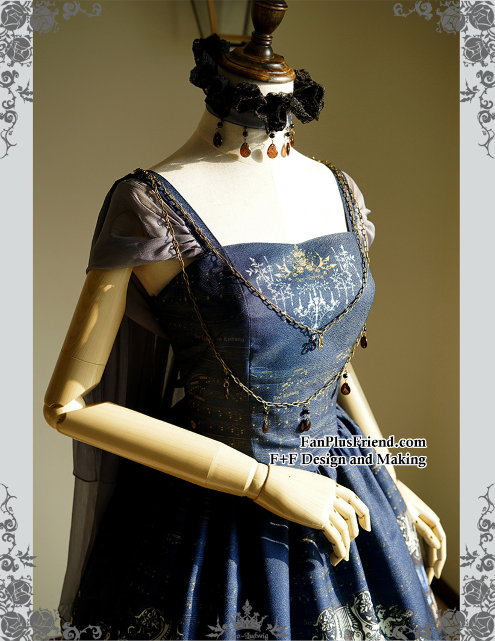 Vintage Midi Dress Printed A Line Dress Skirt Piece Petticoat Choker ...