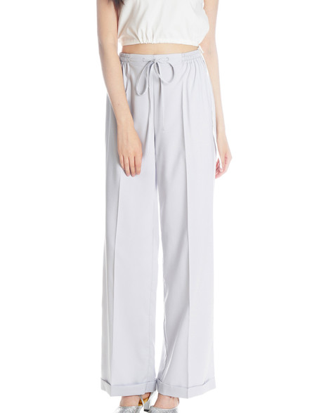 Vintage Silk Pajamas Pants Women Sleepwear Slack*White Grey