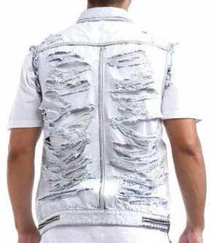 Acid Washed Back Ripped Moto Vest Acid Washed Back Ripped Moto Vest