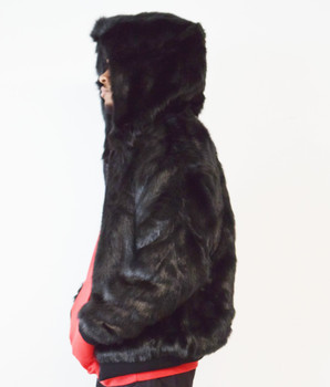 Ablanche Mens Mink Faux Fur Hooded Jacket Ablanche Mens Mink Faux Fur Hooded Jacket