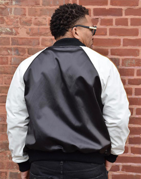 Jakewood Multi Color Baseball Black Gold Leather Jacket Jakewood Multi Color Baseball Black Gold Leather Jacket