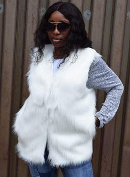 Faux Fur Winter White Ladies Vest Faux Fur Winter White Ladies Vest