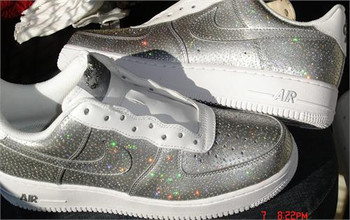 Silver Dots Custom Painted Air Force One Sneakers Silver Dots Custom Painted Air Force One Sneakers