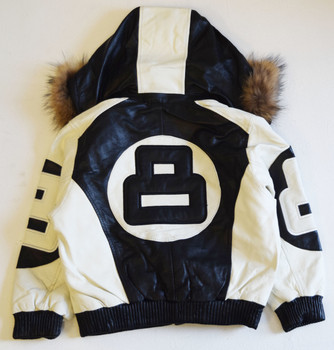 Kids 8 Ball White Black Leather Jacket Kids 8 Ball White Black Leather Jacket
