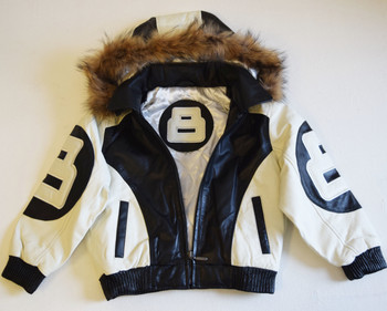Kids 8 Ball White Black Leather Jacket Kids 8 Ball White Black Leather Jacket