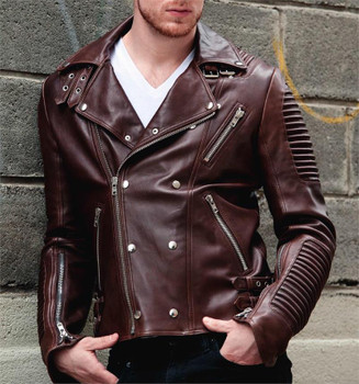 Brown Ribbed Arm Motorcycle Jacket Brown Ribbed Arm Motorcycle Jacket