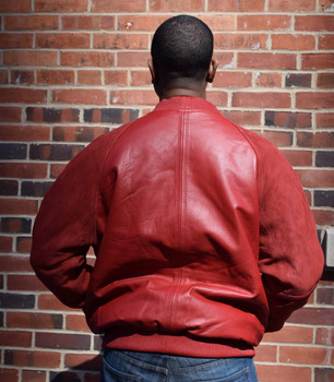 Red Leather and Suede Bomber Jacket Red Leather and Suede Bomber Jacket