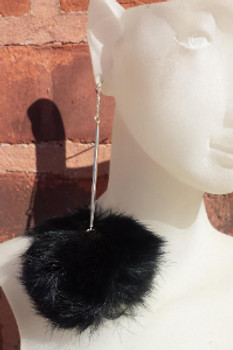 Black Fur Ball Earrings Black Fur Ball Earrings