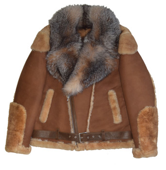Brown Pilot Sheepskin with Fox Collar Brown Pilot Sheepskin with Fox Collar