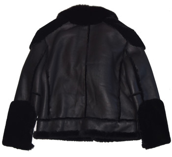 Black Napa Sheepskin Jacket with fox collar Black Napa Sheepskin Jacket with fox collar
