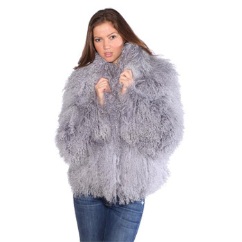 Grey ladies Mongolian Lamb Jacket Grey ladies Mongolian Lamb Jacket