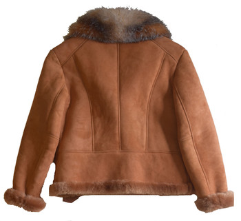Tan Short Sheepskin with Fox Fur Collar Tan Short Sheepskin with Fox Fur Collar