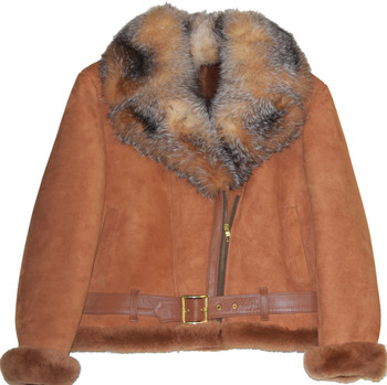 Tan Short Sheepskin with Fox Fur Collar Tan Short Sheepskin with Fox Fur Collar