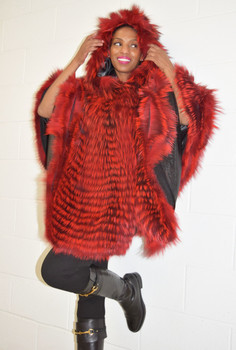 Red Hooded Fur Cape Red Hooded Fur Cape