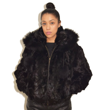 Hooded Mink Ladies Bomber Jacket Hooded Mink Ladies Bomber Jacket