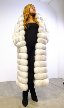 DLNYC Long Fox Fur Cream Coat DLNYC Long Fox Fur Cream Coat
