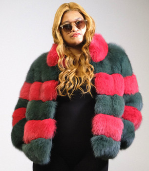 DLNYC Red and Green Fur Jacket DLNYC Red and Green Fur Jacket