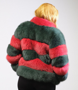 DLNYC Red and Green Fur Jacket DLNYC Red and Green Fur Jacket