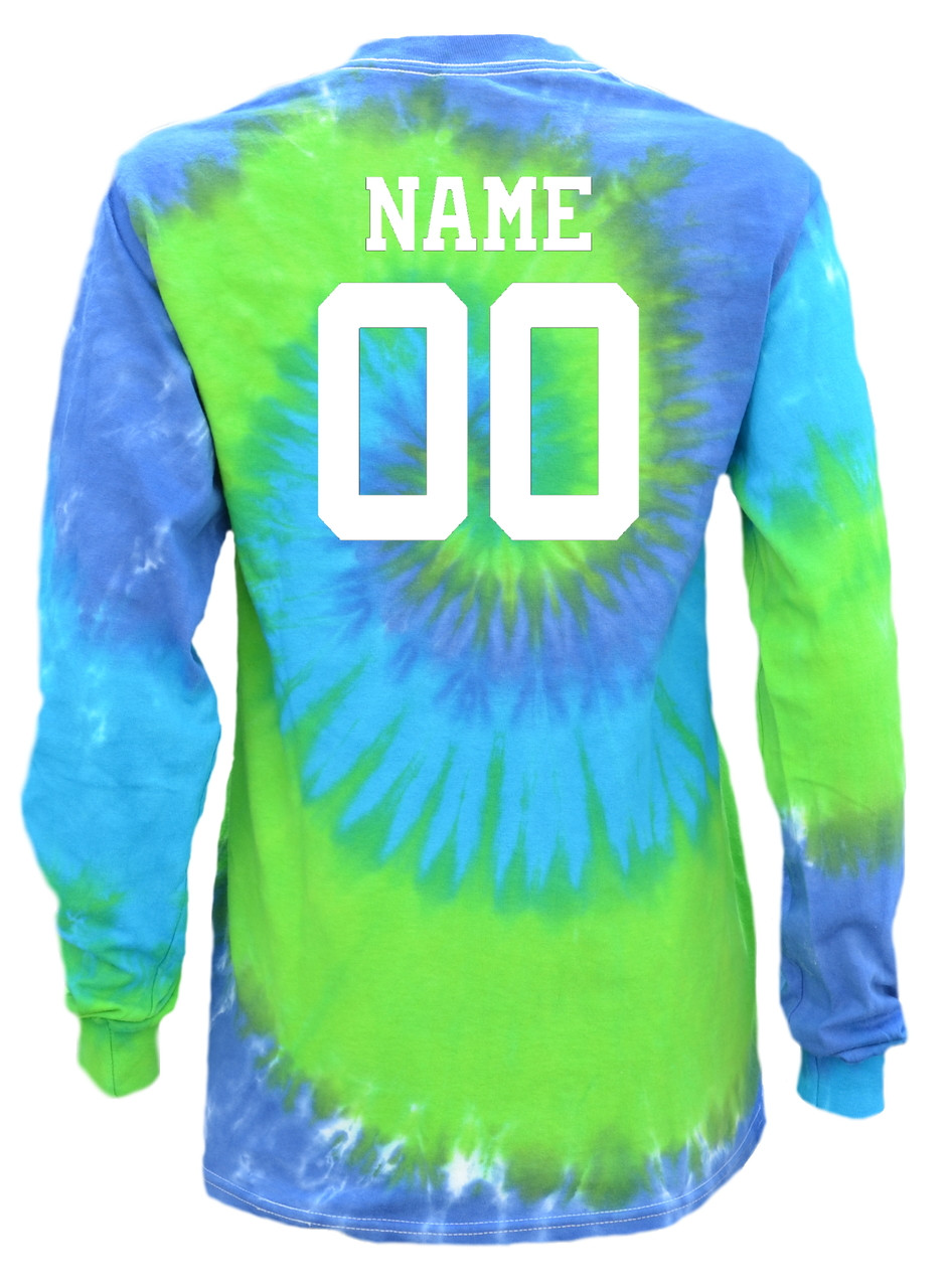 Soccer Tie Dye Blue/Green Long Sleeve "Love Soccer" Logo