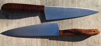 Showing some finished results made by Frank R from the Chef 205 blade in 8A Japanese Stainless Steel. Showing some finished results made by Frank R from the Chef 205 blade in 8A Japanese Stainless Steel.