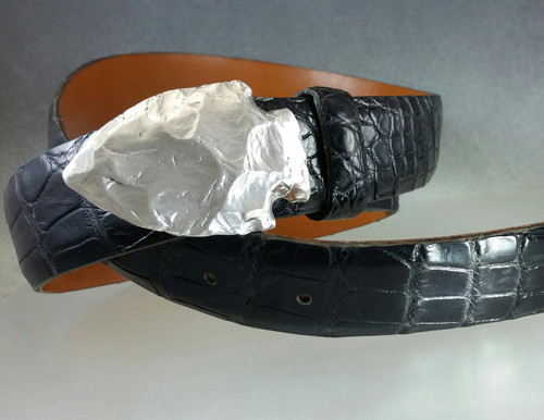 Arrow head Buckle in Sterling satin finish shown on 1 1/4 alligator belt sold separately Arrow head Buckle in Sterling satin finish shown on 1 1/4 alligator belt sold separately