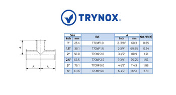 Trynox Sanitary Tri Clamp Equal Tee Trynox Sanitary Tri Clamp Equal Tee