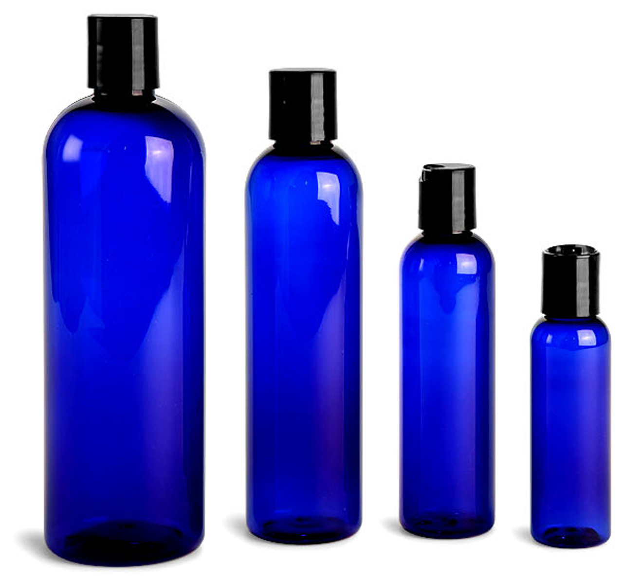 4 oz Cobalt BLUE PET Cosmo Bullet Plastic Bottle w/ Black ...