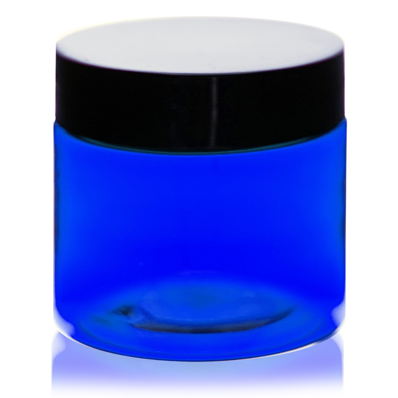 Download 2 oz Cobalt BLUE Plastic Jar Straight Sided w/ Plastic Lined Caps