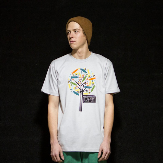 TLS White Longboard Tree Tee Shirt The Longboard Store