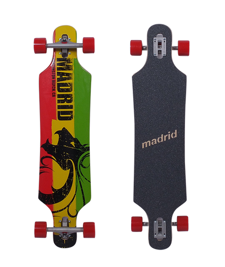Madrid 39" Rasta Lion Drop Through Longboard Complete Madrid 39" Rasta Lion Drop Through Longboard Complete