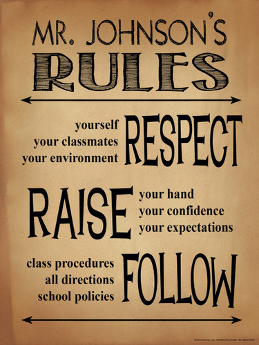 Classroom Rules Personalized Art Print. Customizable Poster For High School, Middle School or Elementary School Teachers