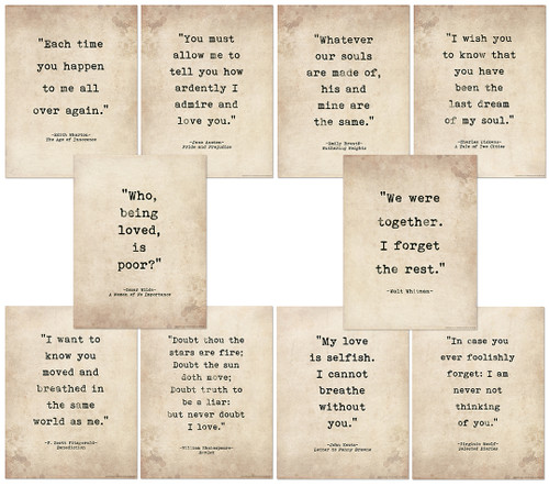 Romantic Literary Quote Poster Set