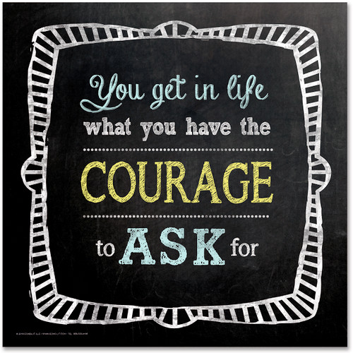 Courage to Ask Inspirational Chalkboard Style Quote Poster