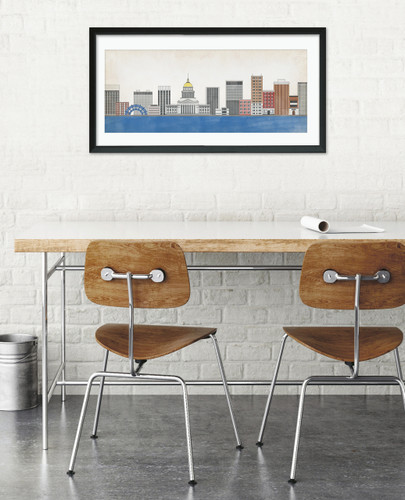 Charleston WV Skyline Fine Art Print For Library, Home or Dorm