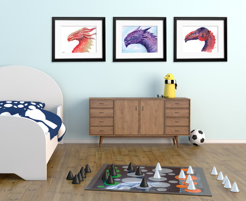 Dragons - Original Artwork Print Set. Watercolor Fine Art Prints For Classroom, Library, Home or Dorm.