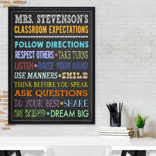 Classroom Expectations Personalized Art Print. Customizable Poster For Middle School or Elementary School Teachers
