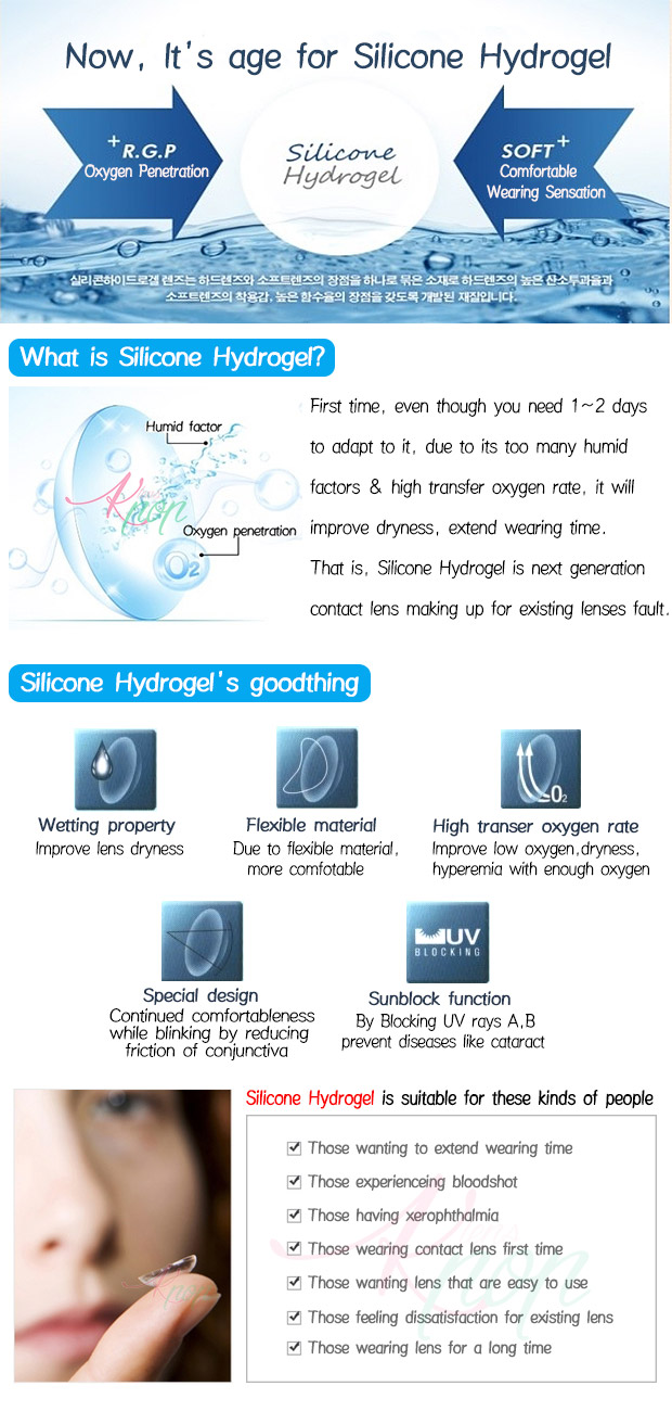 Description image of Mate Gray (2Pcs) Monthly Color Contact Lenses The description image of What is Silicone Hydrogel?