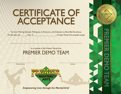 PMA Demo Team Certificate