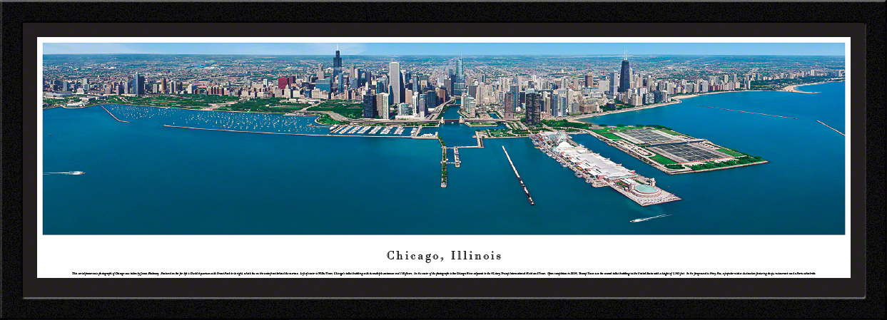 Chicago, IL Panoramic City Skyline Wall Decor