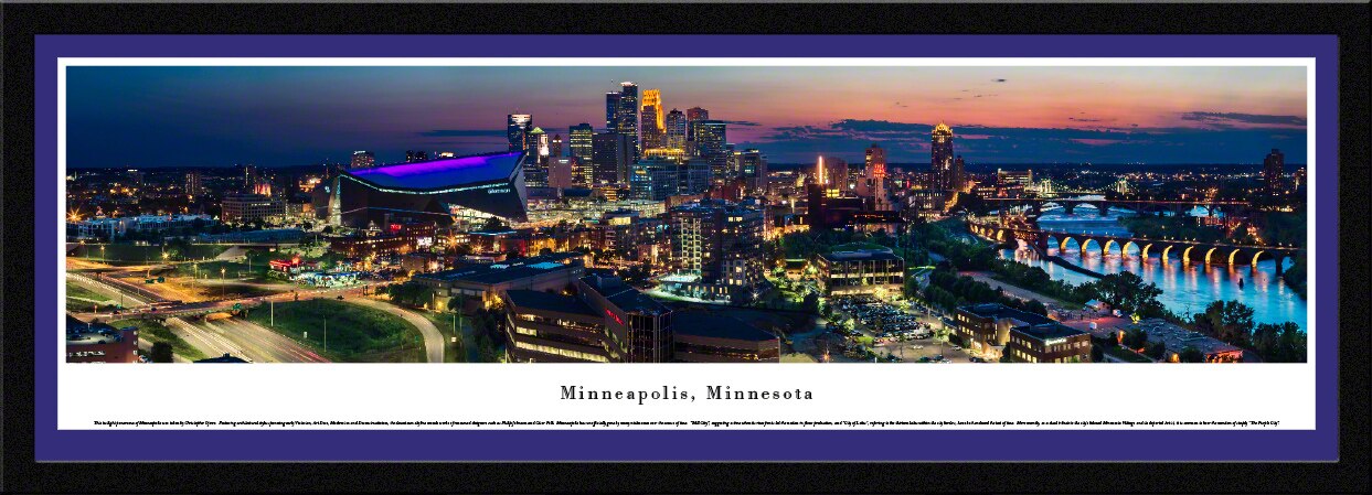 Downtown Minneapolis City Skyline Panoramic Wall Art